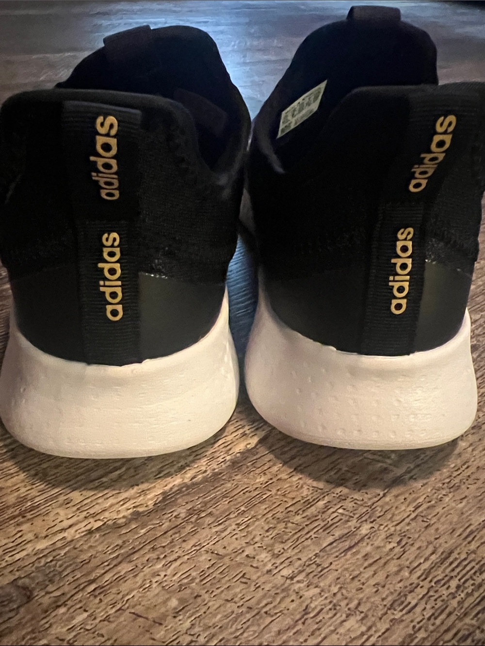 adidas Women’s Black Slip-On cloudfoam Sneakers with Leopard Crossover Strap - Picture 3 of 5